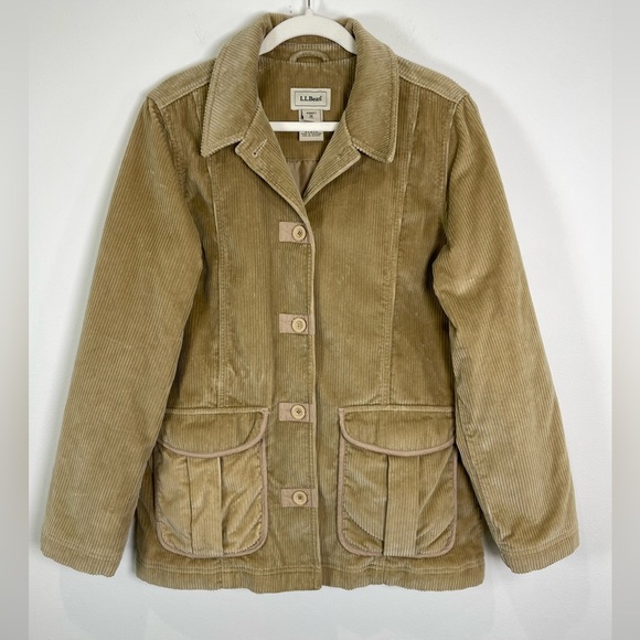 Vintage LL Bean Corduroy Chore Coat Jacket Womens Size M‎ Barn Thinsulate Tan - Picture 3 of 10